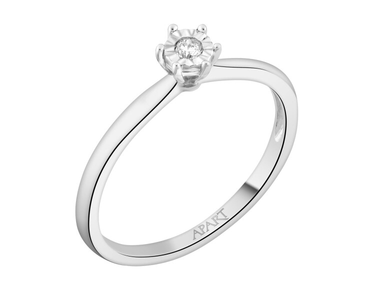 9ct White Gold Ring with Diamond - 0,03 ct - fineness 18 K