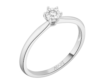 9ct White Gold Ring with Diamond - 0,03 ct - fineness 18 K