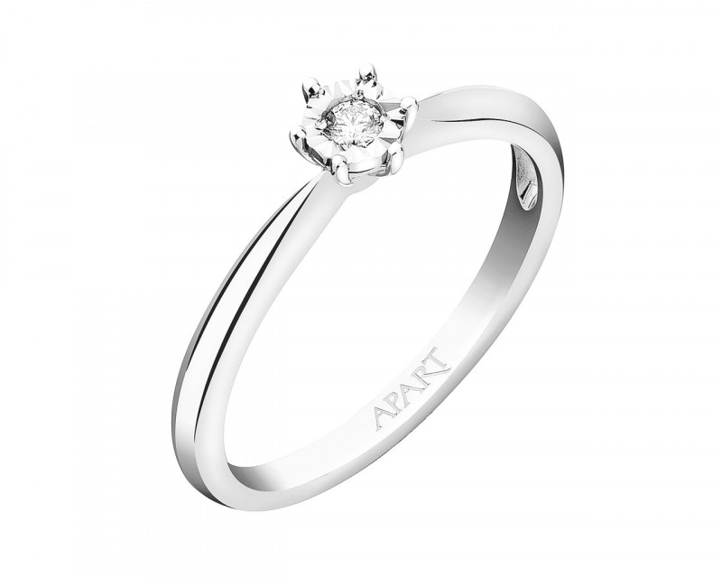9ct White Gold Ring with Diamond 0,03 ct - fineness 18 K