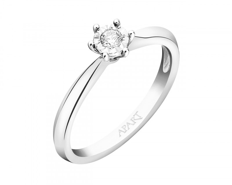 9ct White Gold Ring with Diamond 0,05 ct - fineness 18 K