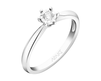 9ct White Gold Ring with Diamond 0,05 ct - fineness 18 K