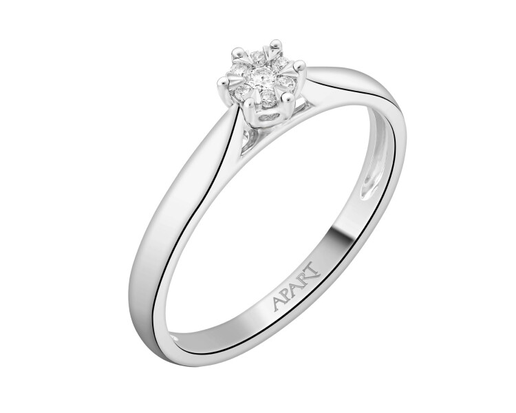 14ct White Gold Ring with Diamonds - 0,06 ct - fineness 18 K