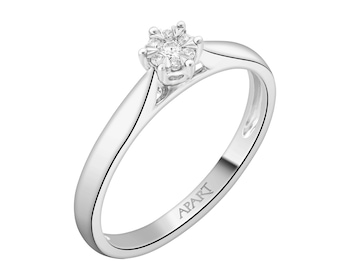 14ct White Gold Ring with Diamonds - 0,06 ct - fineness 18 K