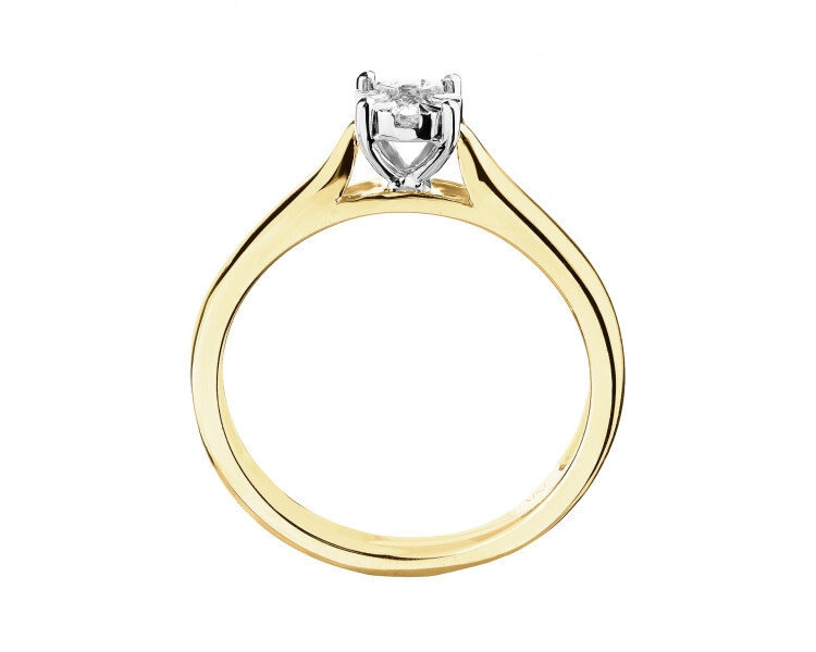 14ct Yellow Gold, White Gold Ring with Diamonds - 0,06 ct - fineness 750