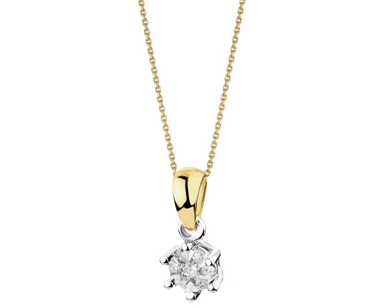 14ct Yellow Gold, White Gold Pendant with Diamonds - 0,06 ct - fineness 750