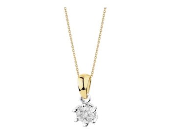 14ct Yellow Gold, White Gold Pendant with Diamonds - 0,06 ct - fineness 750