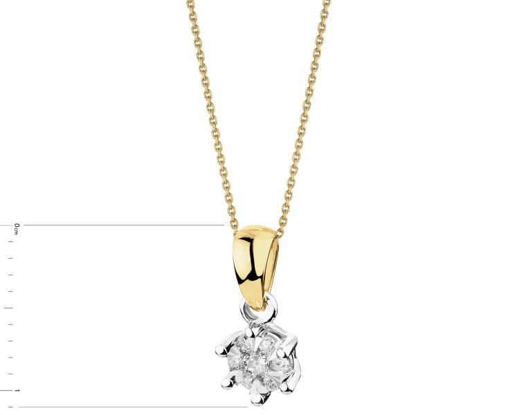 14ct Yellow Gold, White Gold Pendant with Diamonds - 0,06 ct - fineness 750