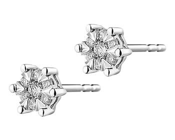 750 Rhodium-Plated White Gold Earrings with Diamonds 0,12 ct - fineness 18 K