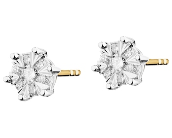 14ct Yellow Gold, White Gold Earrings with Diamonds - 0,12 ct - fineness 750