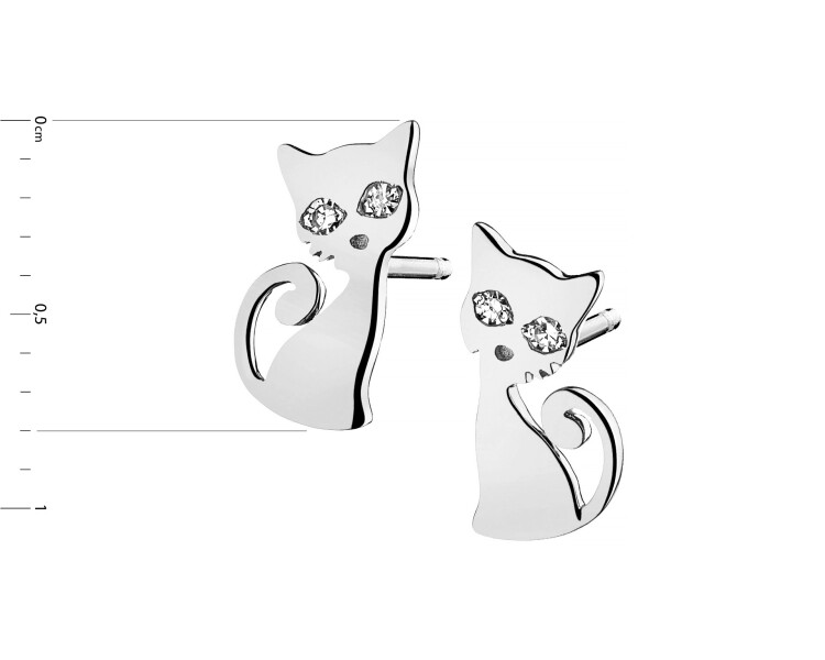 Náušnice z bílého zlata s diamanty - kočky - 0,01 ct - ryzost 750