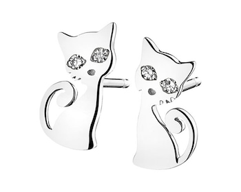 9ct White Gold Earrings with Diamonds 0,01 ct - fineness 18 K