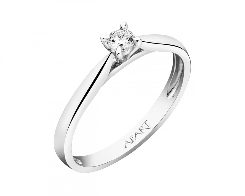14ct White Gold Ring with Diamond 0,08 ct - fineness 18 K