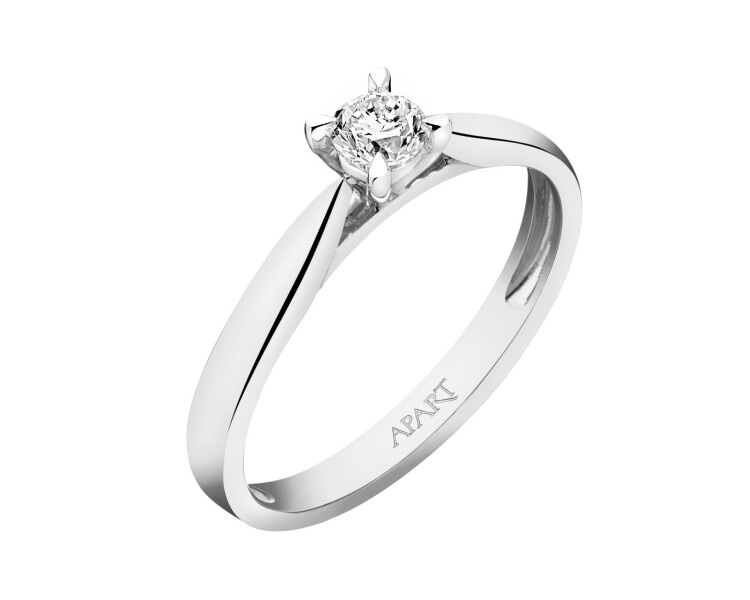 14ct White Gold Ring with Diamond - 0,14 ct - fineness 18 K