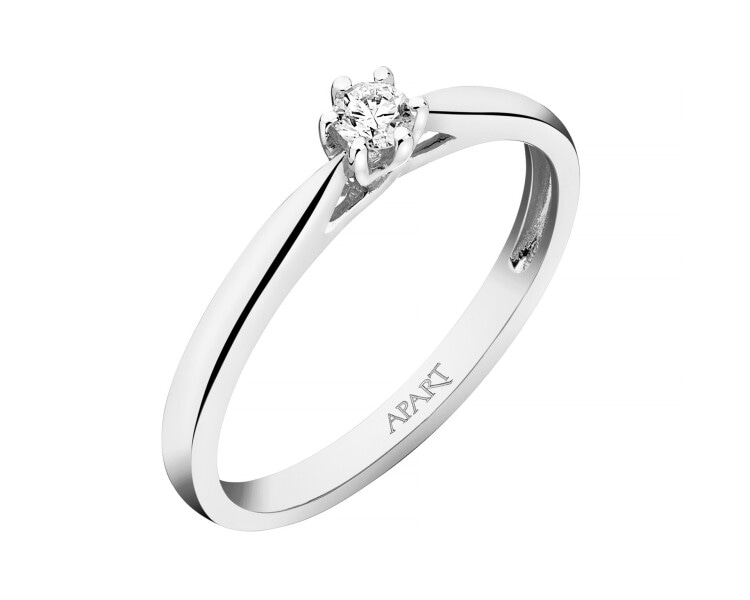 14ct White Gold Ring with Diamond - 0,08 ct - fineness 18 K
