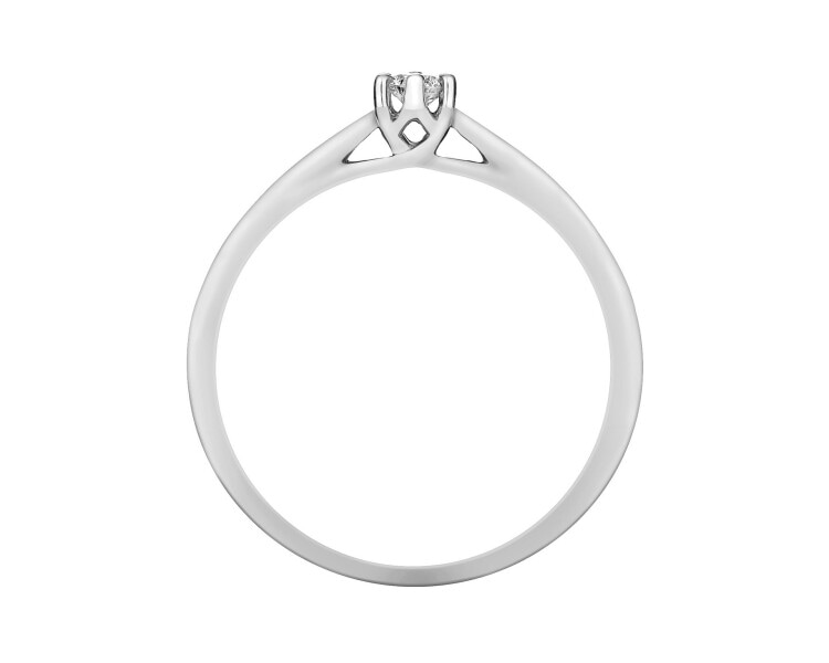14ct White Gold Ring with Diamond - 0,08 ct - fineness 18 K