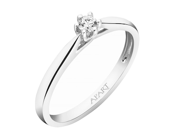 14ct White Gold Ring with Diamond 0,08 ct - fineness 18 K