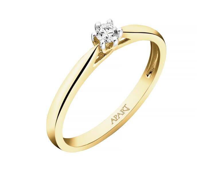 14ct Yellow Gold Ring with Diamond - 0,08 ct - fineness 18 K