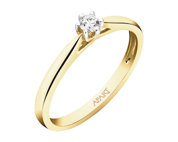 Prsten ze žlutého zlata s briliantem - 0,08 ct - ryzost 750