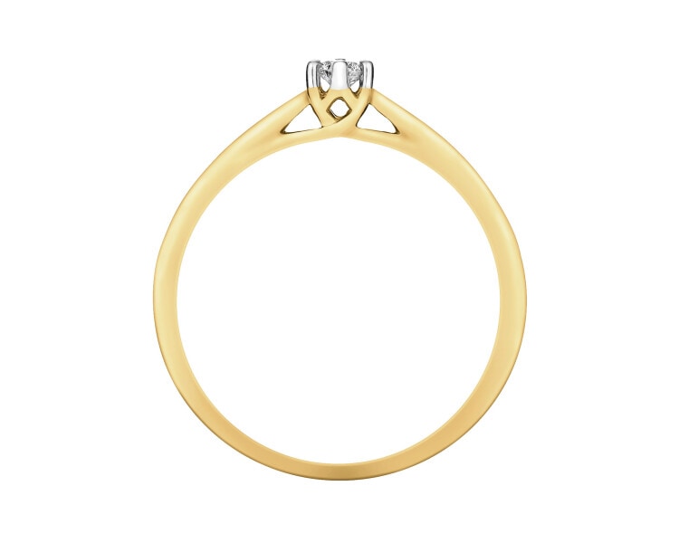 14ct Yellow Gold Ring with Diamond - 0,08 ct - fineness 18 K