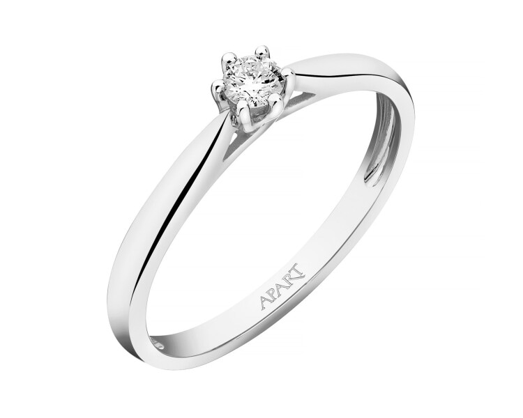 14ct White Gold Ring with Diamond - 0,10 ct - fineness 18 K
