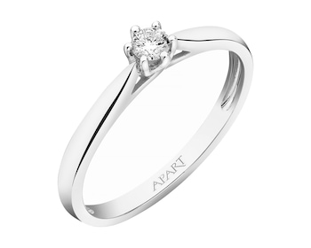 14ct White Gold Ring with Diamond 0,10 ct - fineness 18 K