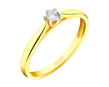 14ct Yellow Gold Ring with Diamond 0,10 ct - fineness 18 K