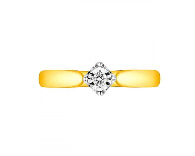 14ct Yellow Gold, White Gold Ring with Diamond 0,03 ct - fineness 750