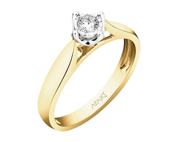Prsten  ze žlutého a bílého zlata s briliantem - 0,08 ct - ryzost 750