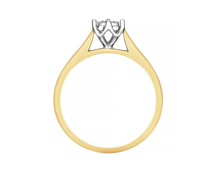 14ct Yellow Gold, White Gold Ring with Diamond - 0,08 ct - fineness 750