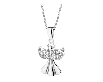 Přívěsek z bílého zlata s diamantem - anděl - 0,003 ct - ryzost 585