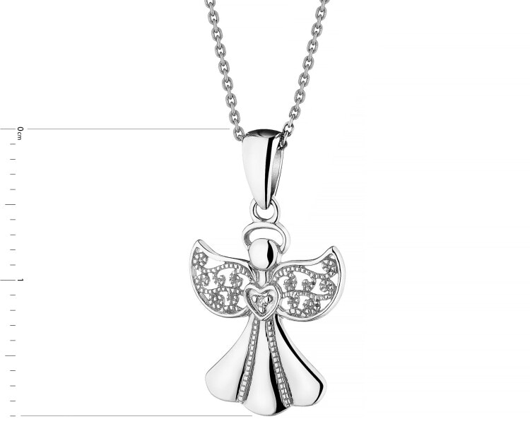Přívěsek z bílého zlata s diamantem - anděl - 0,003 ct - ryzost 585
