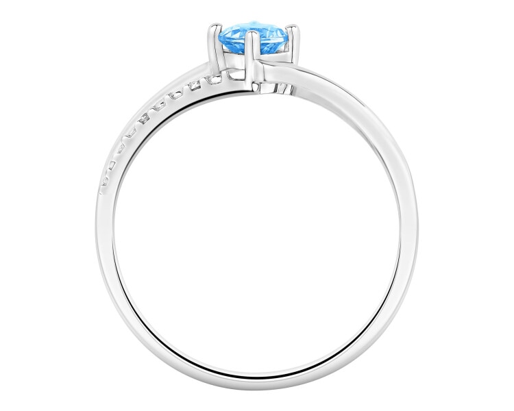 Prsten z bílého zlata s brilianty a topazem - ryzost 750