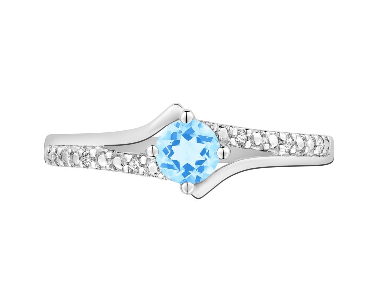 Prsten z bílého zlata s brilianty a topazem - ryzost 750