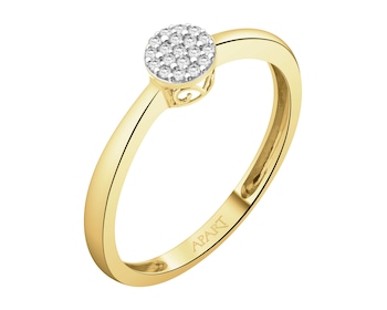 Prsten ze žlutého zlata s diamanty 0,06 ct - ryzost 750