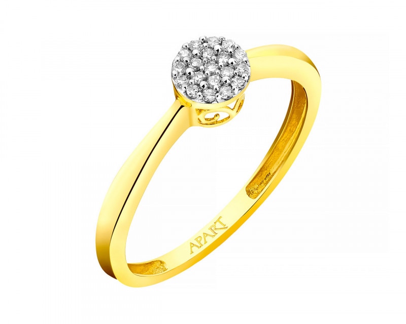 14ct Yellow Gold Ring with Diamonds 0,06 ct - fineness 18 K