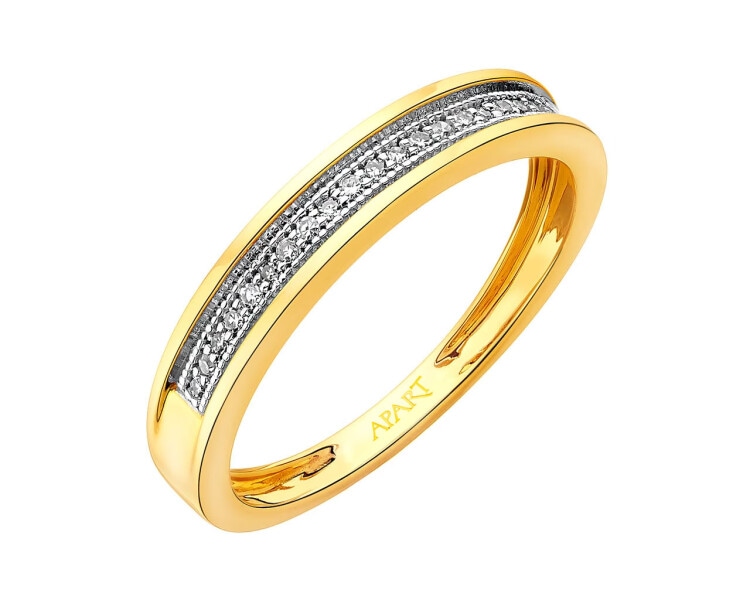 Yellow gold ring with diamonds 0,07 ct - fineness 18 K