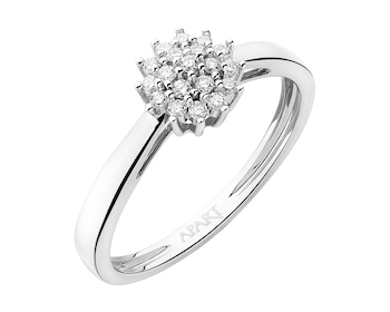 14ct White Gold Ring with Diamonds 0,15 ct - fineness 18 K