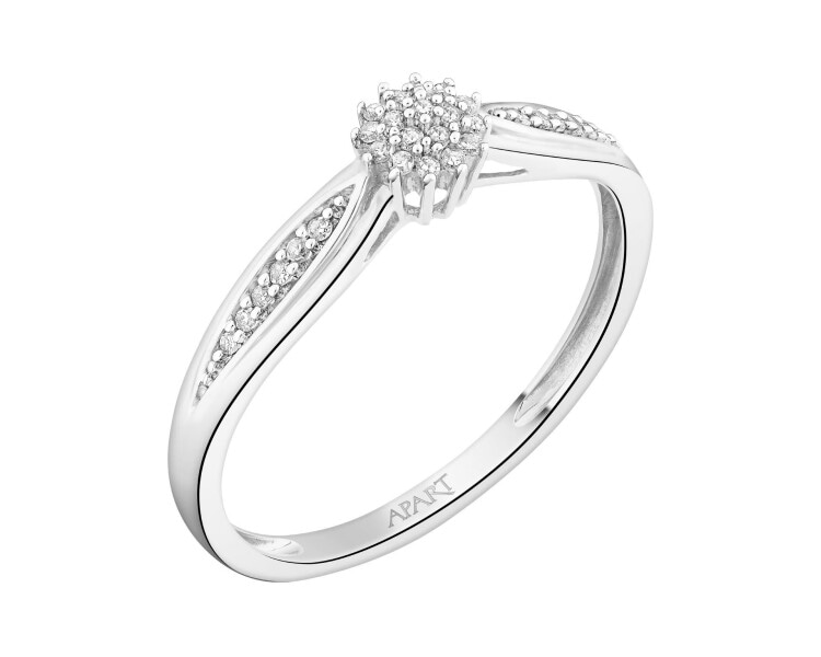 14ct White Gold Ring with Diamonds - 0,10 ct - fineness 18 K