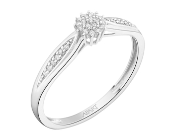 14ct White Gold Ring with Diamonds - 0,10 ct - fineness 18 K