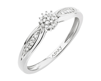 14ct White Gold Ring with Diamonds 0,10 ct - fineness 18 K