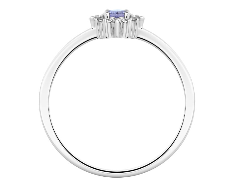 Prsten z bílého zlata s diamanty a tanzanitem - ryzost 750