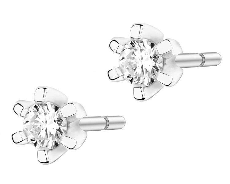 Kolczyki z białego złota z brylantami - 0,11 ct - próba 750