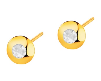 Yellow gold earrings with cubic zirconia - circles
