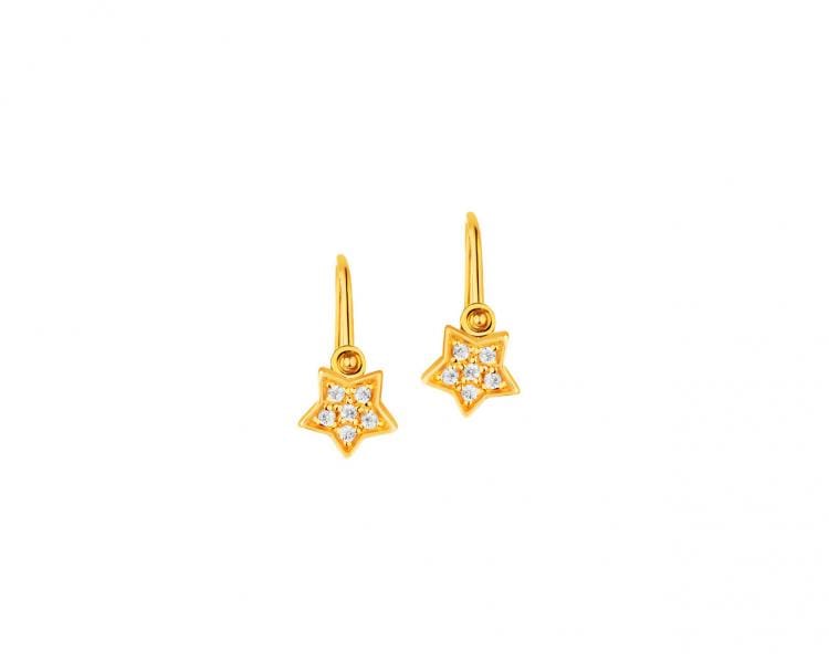 Yellow gold earrings with cubic zirconia - stars