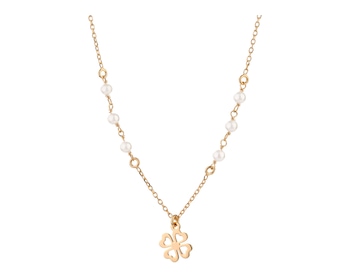 Gold plated silver necklace with mother of pearl - clover
