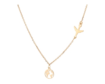 Gold plated silver necklace - aeroplane, Earth