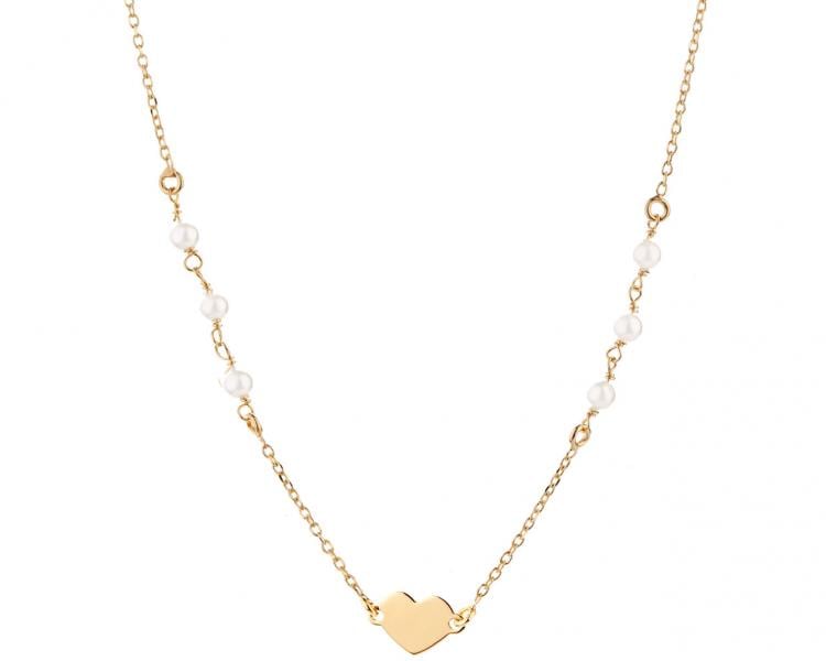 Gold plated silver necklace with mother of pearl - heart