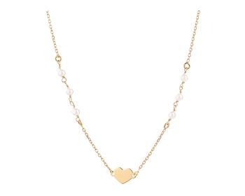 Pozlacený stříbrný náhrdelník s perletí - srdce