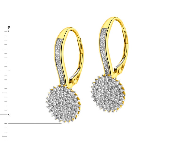 14 K Rhodium-Plated Yellow Gold Earrings with Diamonds 0,39 ct - fineness 14 K