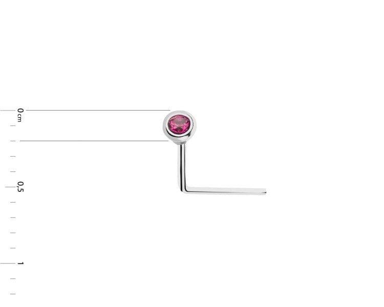 375 Rhodium-Plated White Gold Nose Piercing with Cubic Zirconia